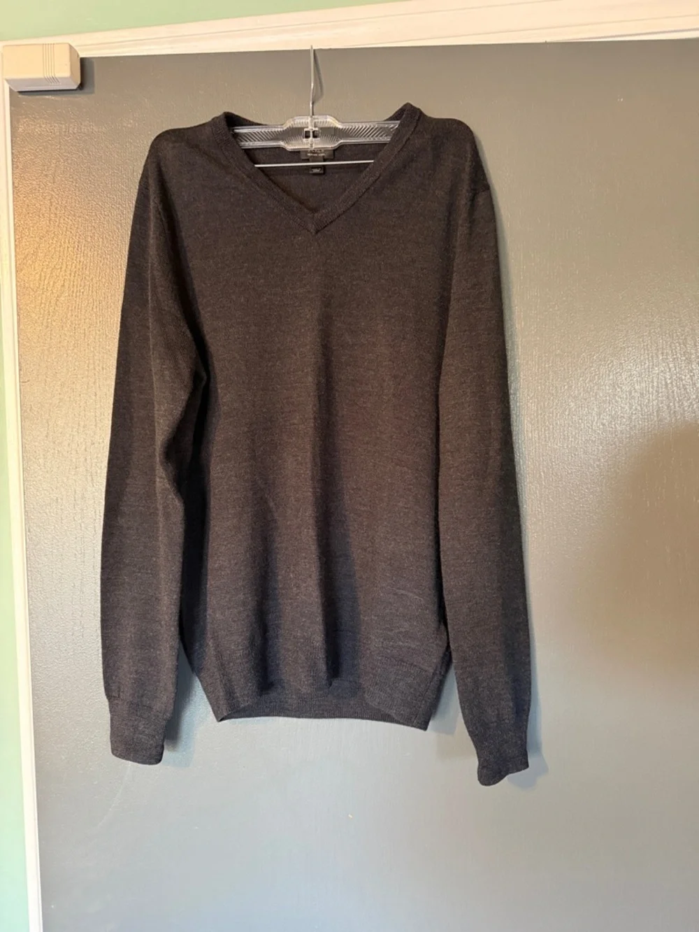 J. Crew Men's V-Neck Sweater in Charcoal Gray